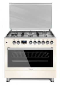 Ferre 6 Burner Gas/Electric Stove - Cream Free Standing